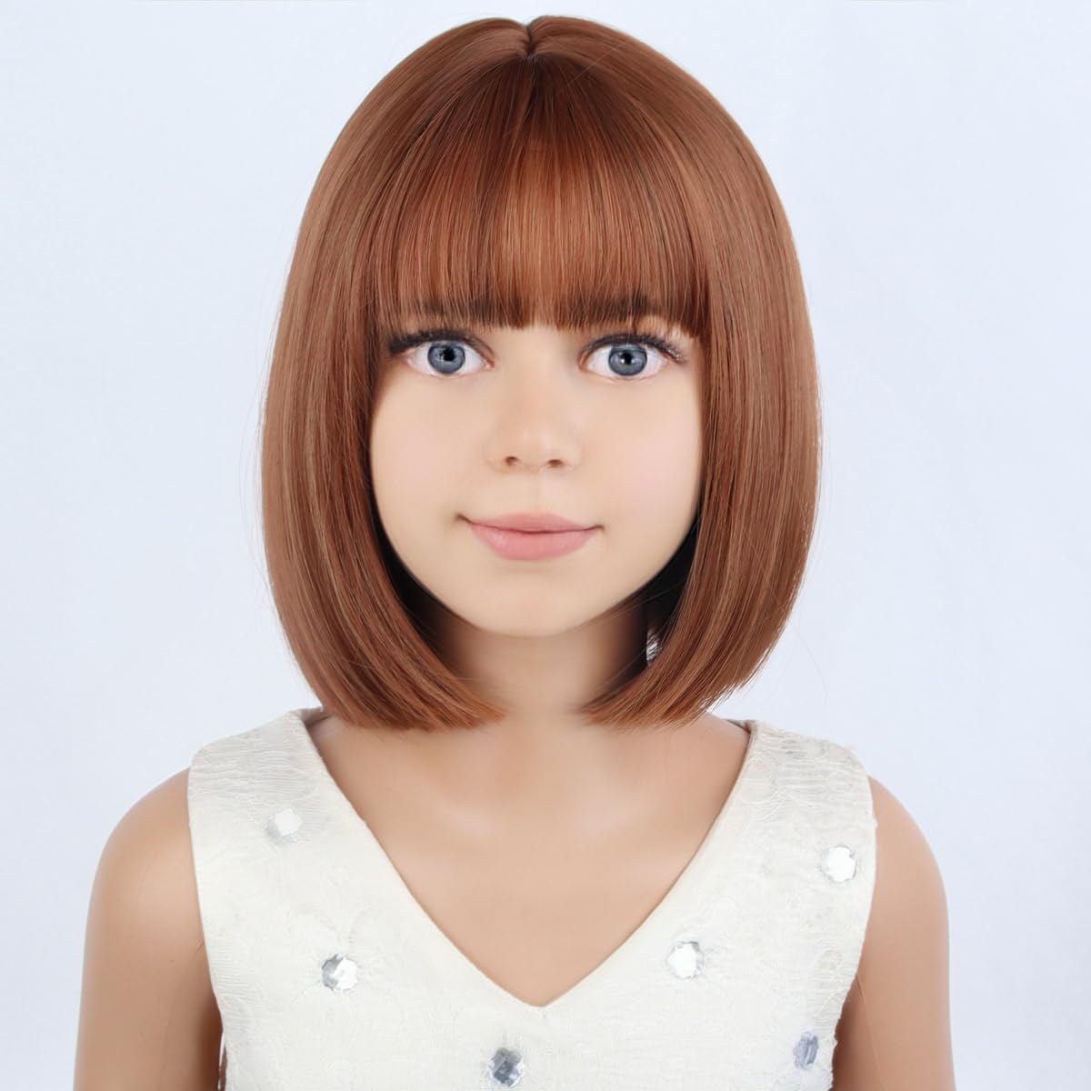 PATTNIUM Kids Dark Orange Wig Child Orange Bob Wig Short Dark Orange Bob Wig for Girls Cosplay Party Synthetic Rose Net Daily We