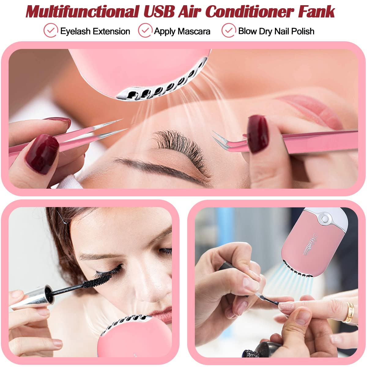 Eyelash Extension Supplies Usb Air Conditioning Blower Facial Mister Lash Tweezers Mirror Mascara Brush Lash Shampoo Brush Bottl
