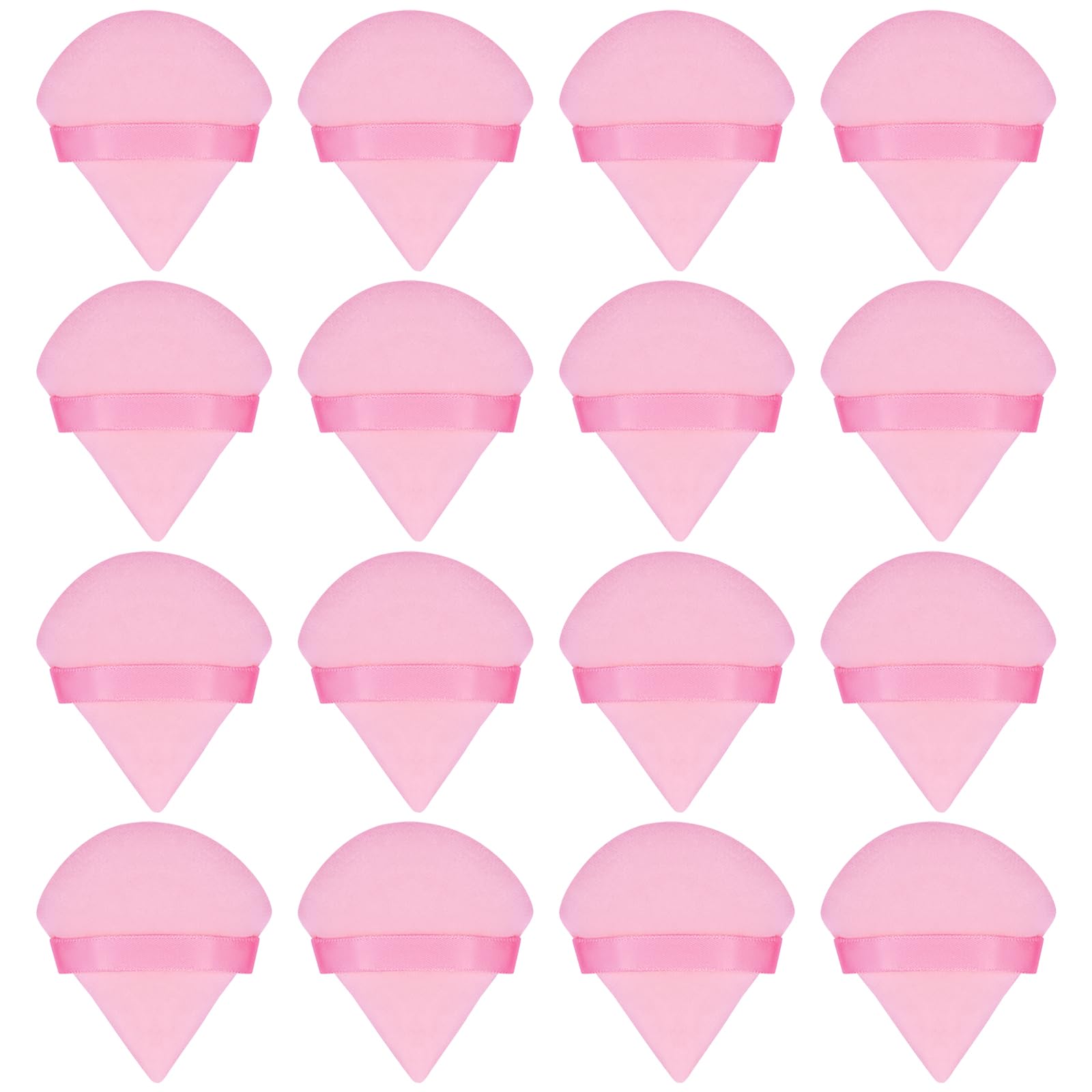 Flytianmy 16Pcs Triangle Powder Puffs, Face Makeup Puff for Body Loose Powder Beauty Makeup Tool Pink