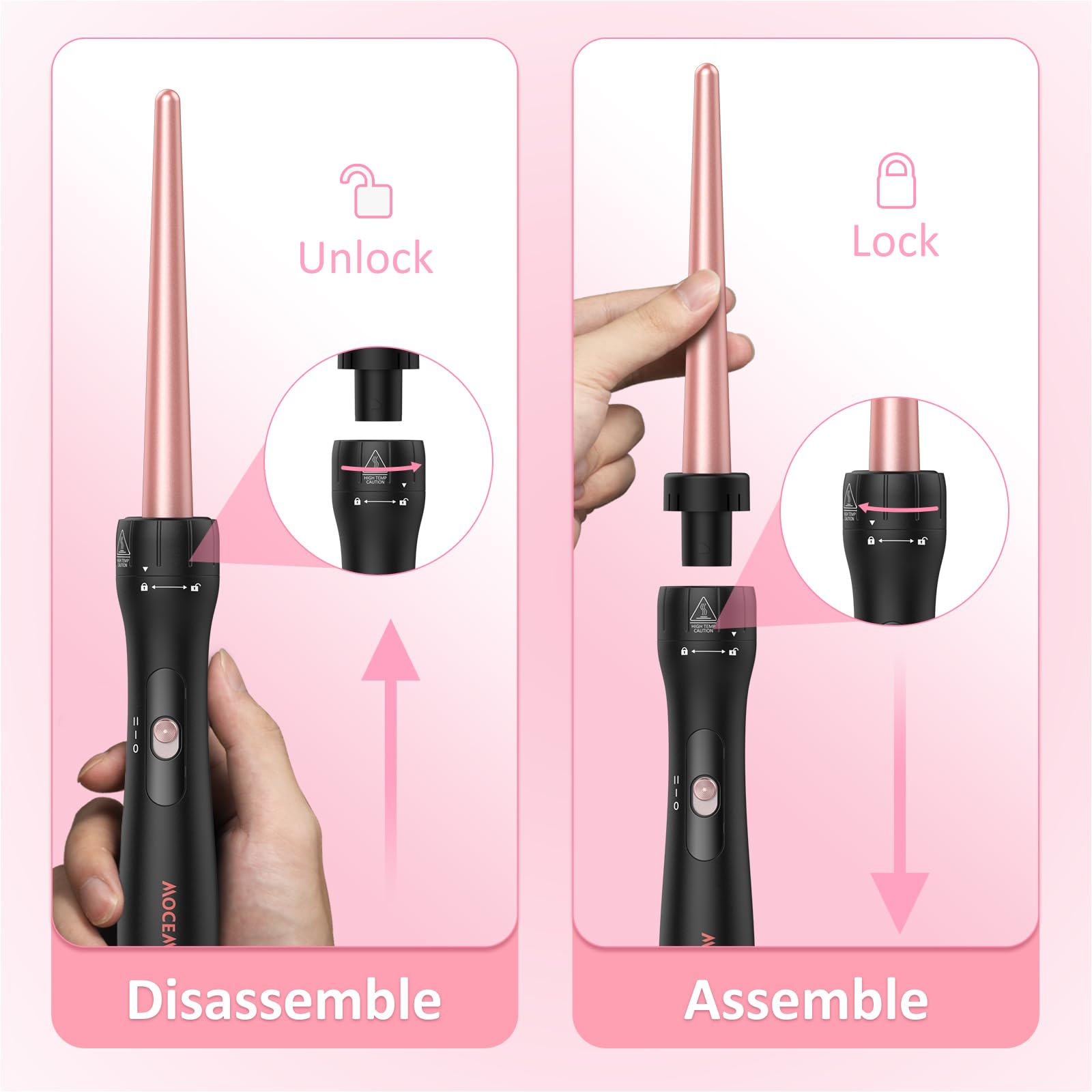 Mocemtry 5 In 1 Curling Wand Set With 3 Barrel Hair Crimper For Women
