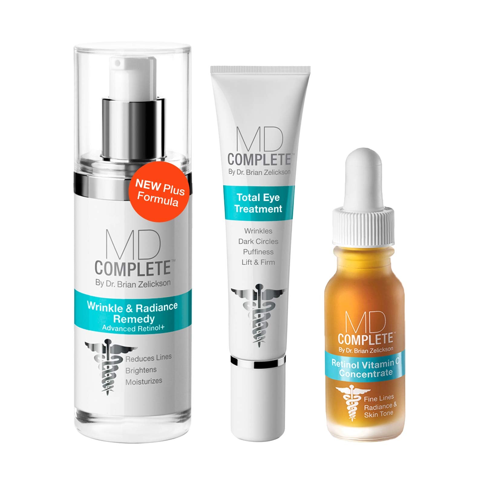 Md Complete Wrinkle Radiance Trio By Dr. Brian Zelickson - Professional Dermatologist Skincare With Retinol, Vitamin C, Peptides