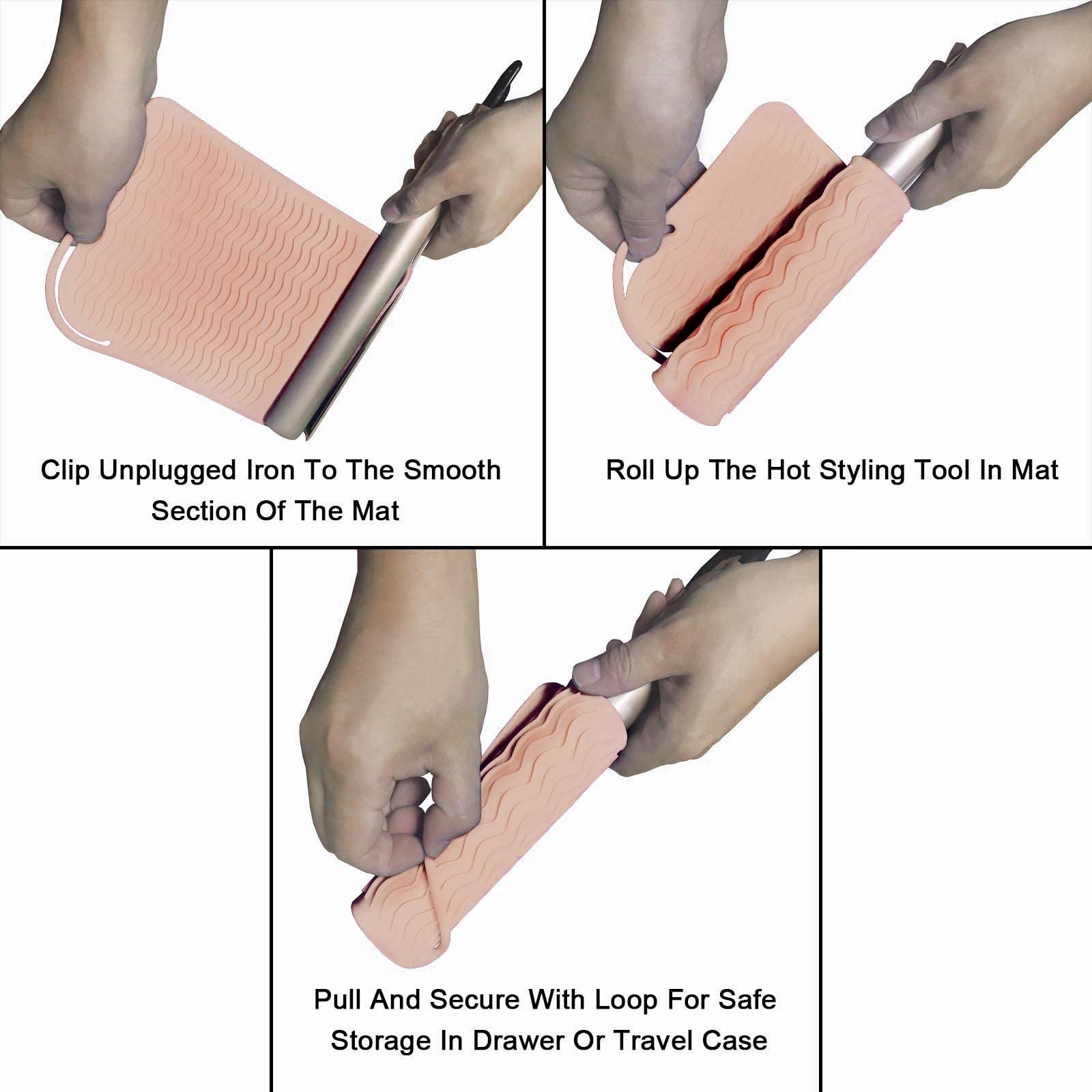 Sygile 11'' X 7.5'' Larger Size Heat Resistant Silicone Travel Mat, Anti-Heat Pad For Hair Straighteners, Curling Irons, Flat Ir