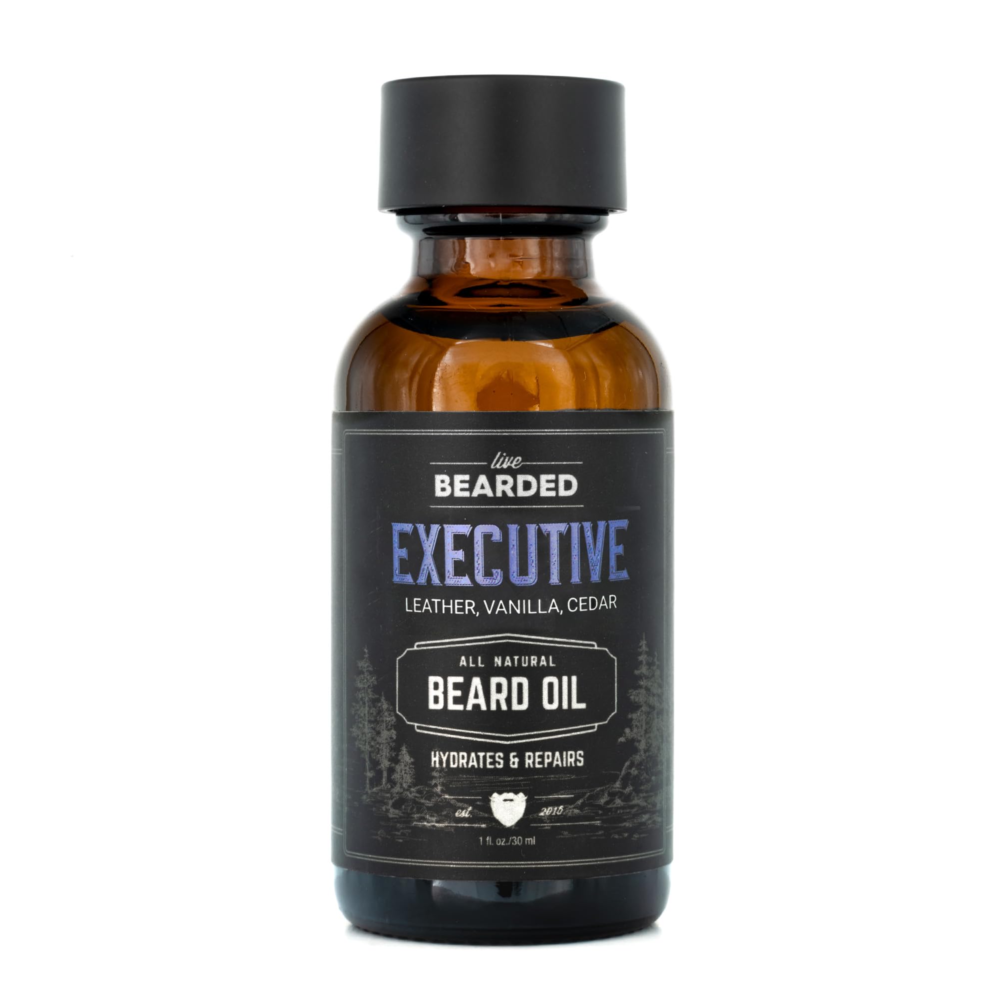 Live Bearded: Premium All-Natural Beard Care for Men - Jojoba Beard Oil for Dry Flaky Skin, 1 fl oz, Made in the USA, Executive 