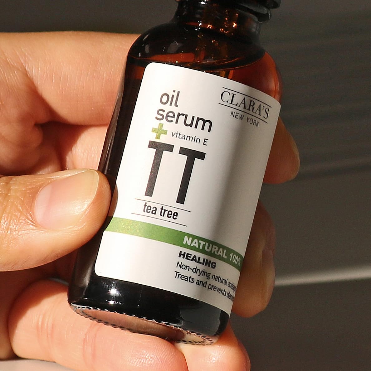 Clara'S New York 100% Natural Tea Tree Facial Oil Serum With Vitamin E For Clearing Acne, Breakout, Pimple And Calming Redness,