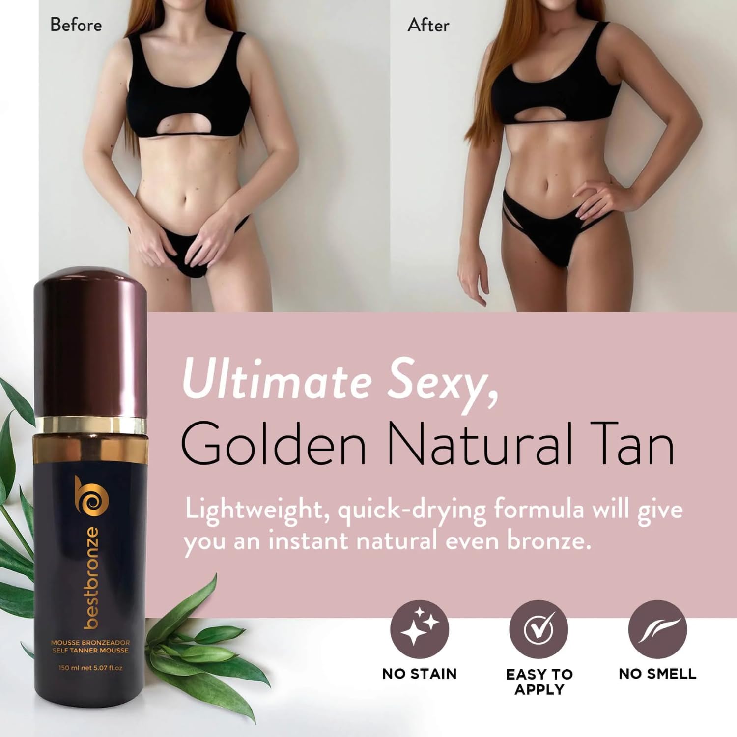 Best Bronze Tinted Self Tanning Mousse - Sunless Tanner Foam For Customizable Light, Medium & Dark Tan - Vegan Tanning Mousse &