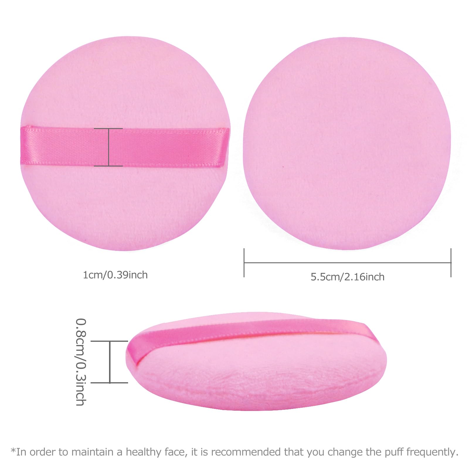 Flytianmy 9Pcs Powder Puffs, 2.16 Inch Round Face Makeup Puff For Body Loose Powder Beauty Makeup Tool Pink