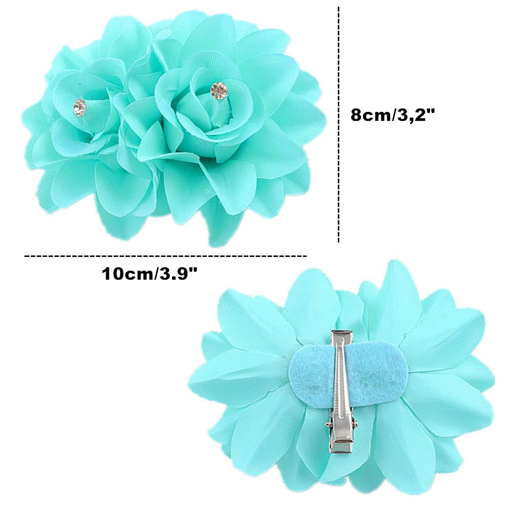 Alimitopia Flower Hair Clip Fabric Artificial Double Rose Flower Alligator Hair Clip Hairpin Barrette Headdress Bobby Pins Headw