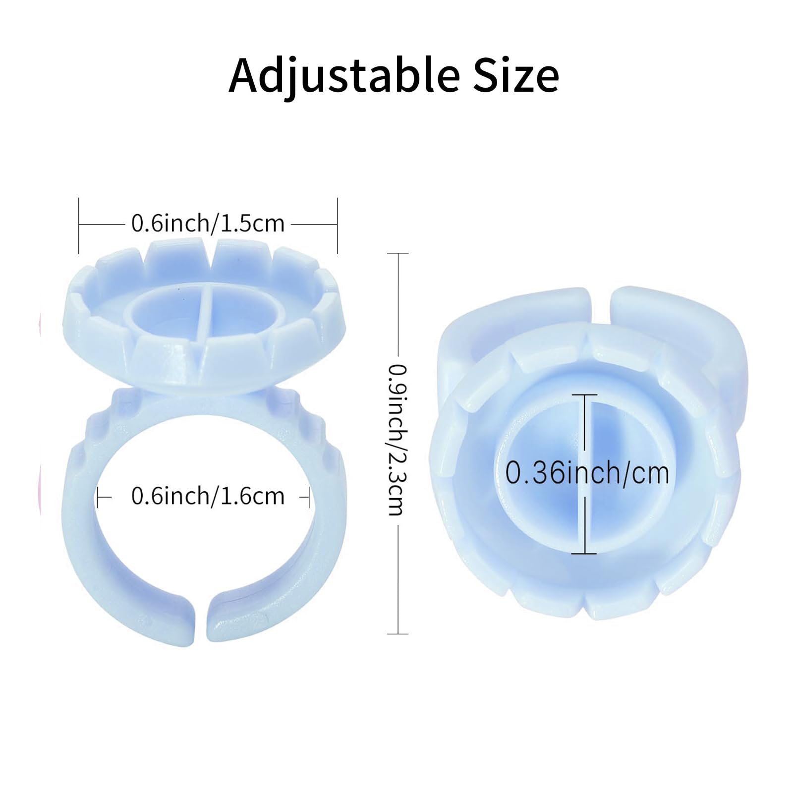 Miuffue Glue Rings For Eyelash Extensions, 300 Pcs Smart Glue Holder Easy Fanning Glue Cups For Volume Lashes, Blue