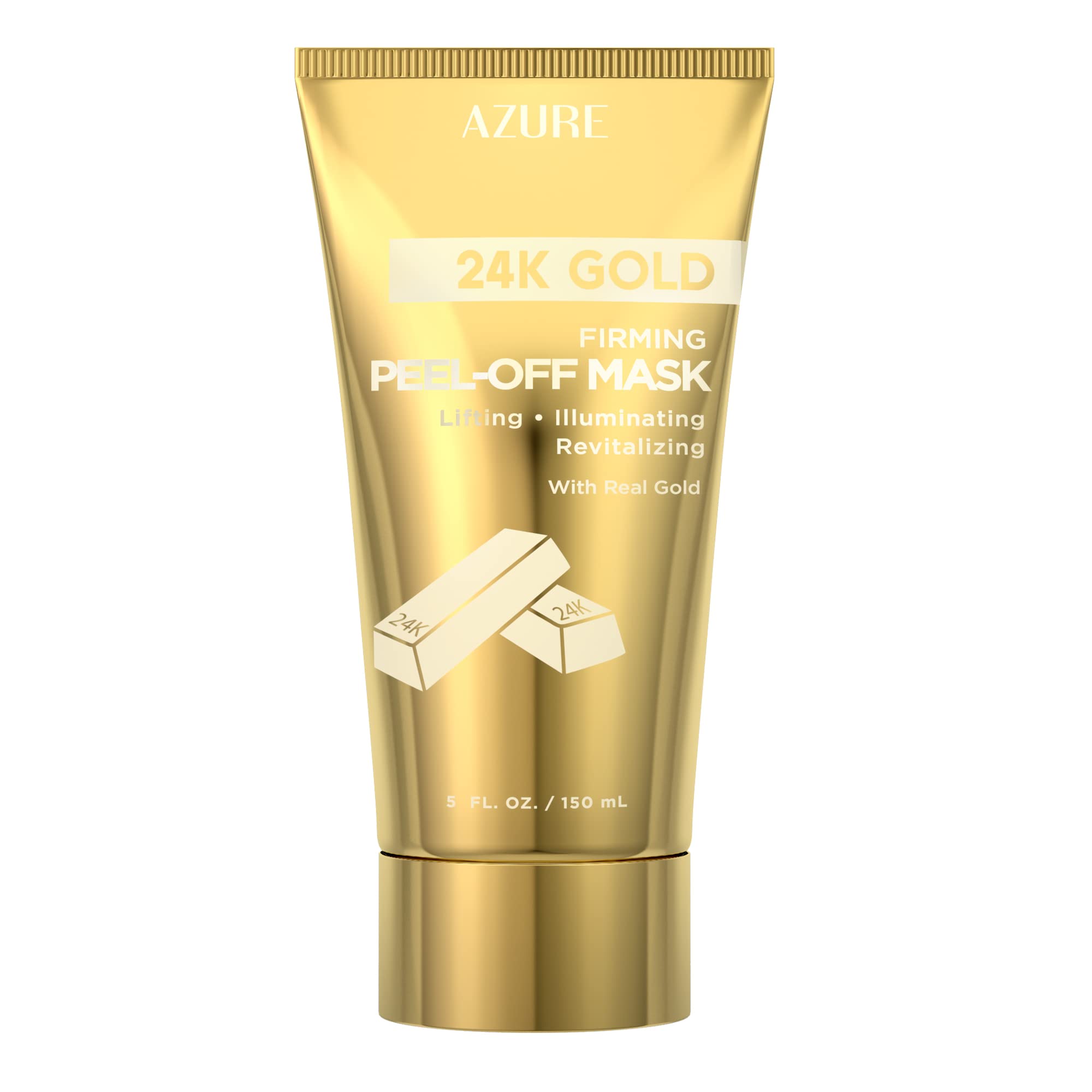 24K Gold Firming Peel Off Face Mask - Removes Blackheads, Dirt & Oils | Firms Lifts & Moisturizes | Reduces Wrinkles, Fine Lines