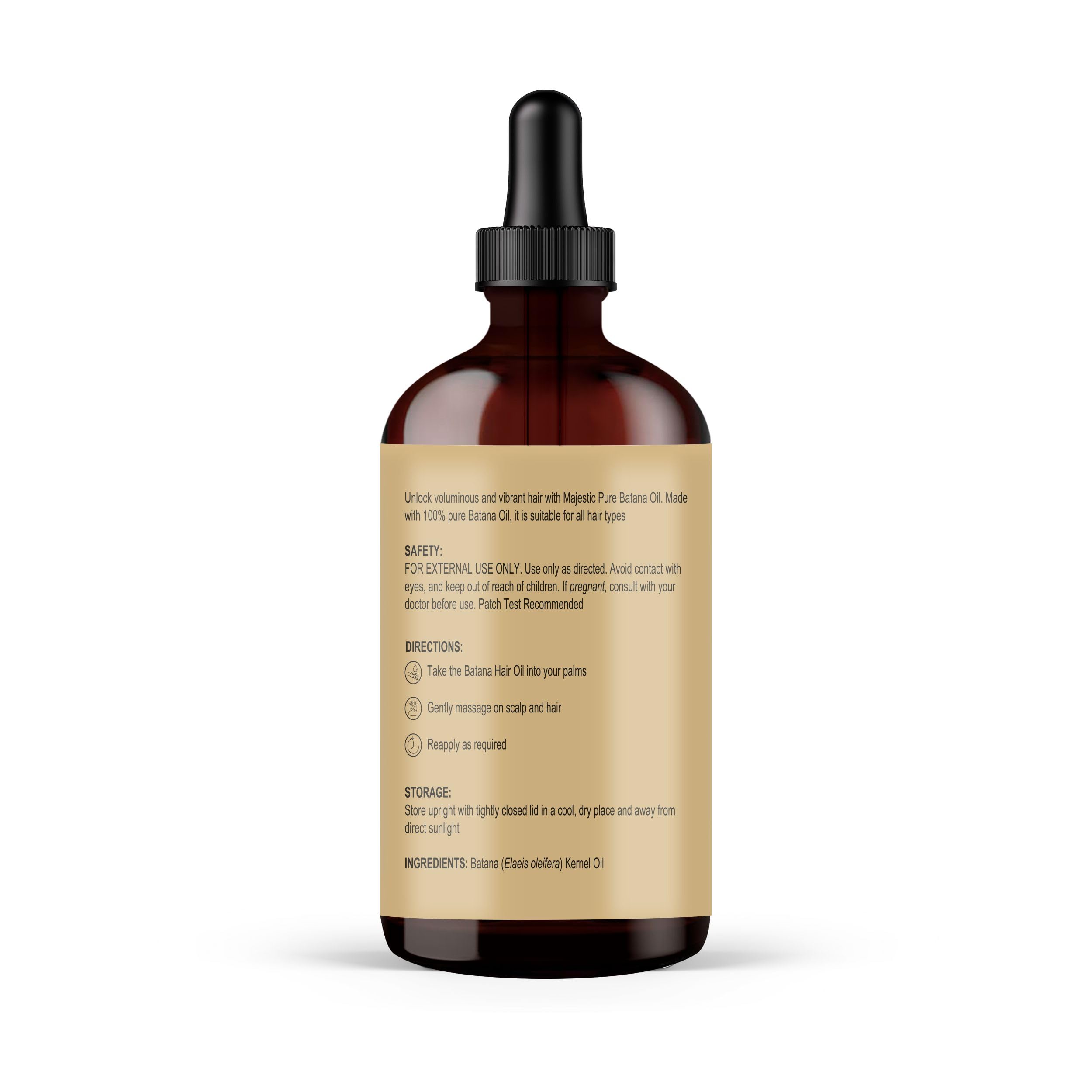 Majestic Pure Batana Oil For Hair Growth | Moisturizes Scalp & Hair | Nourishing & Volumizing | 100% Pure & Natural | Peta Certi