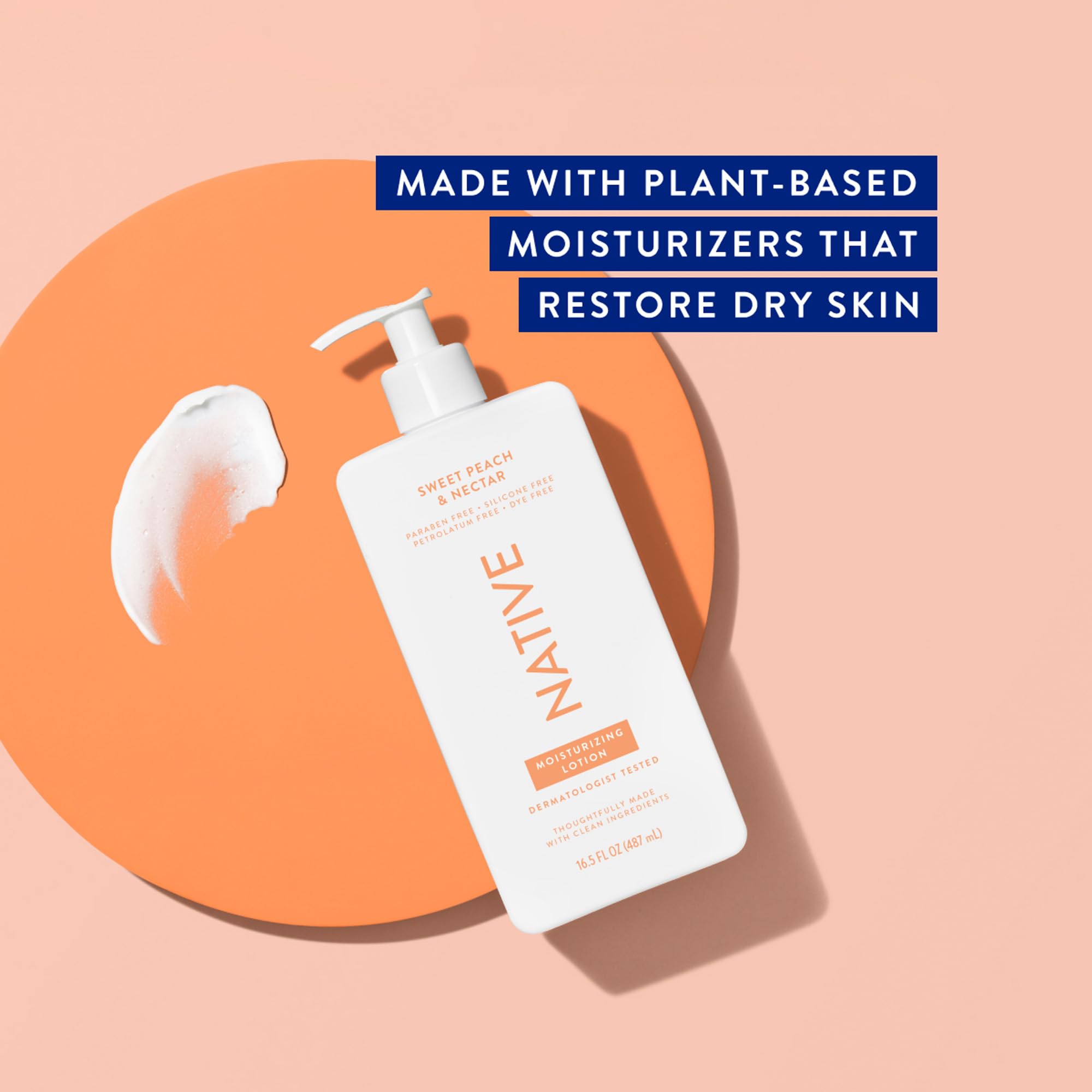 Native Body Lotion Contains Naturally Derived Plant-Based Moisturizers For Women And Men | Restores Dry Skin, Peach & Nectarine,
