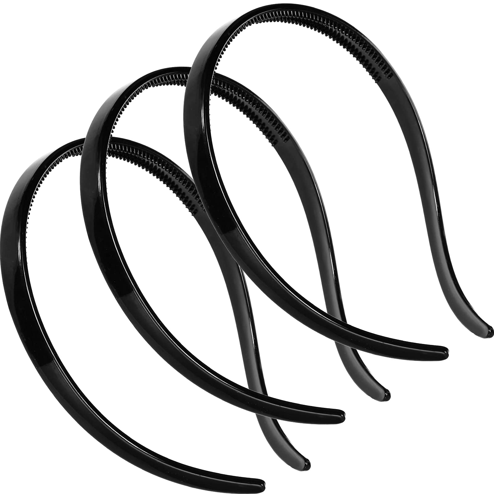 Waydress 3 Pieces Flex No Pressure Headbands Effortless Plastic Teeth Comb Headbands Skinny Bands Hair Loops Hair Accessories fo
