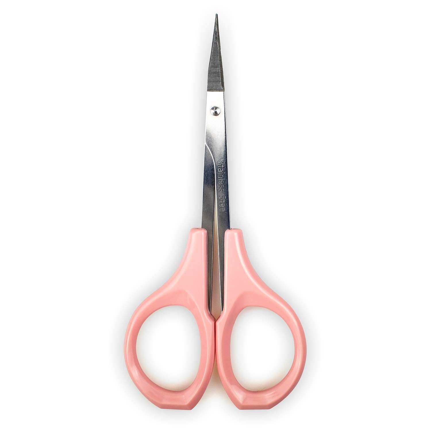 Humbee - Scissors With Cap- Self Care - Hair Trimmer - Facial, Nose Hair, Eyebrow, Mustache & Beard Grooming - Curved Edge, Pink