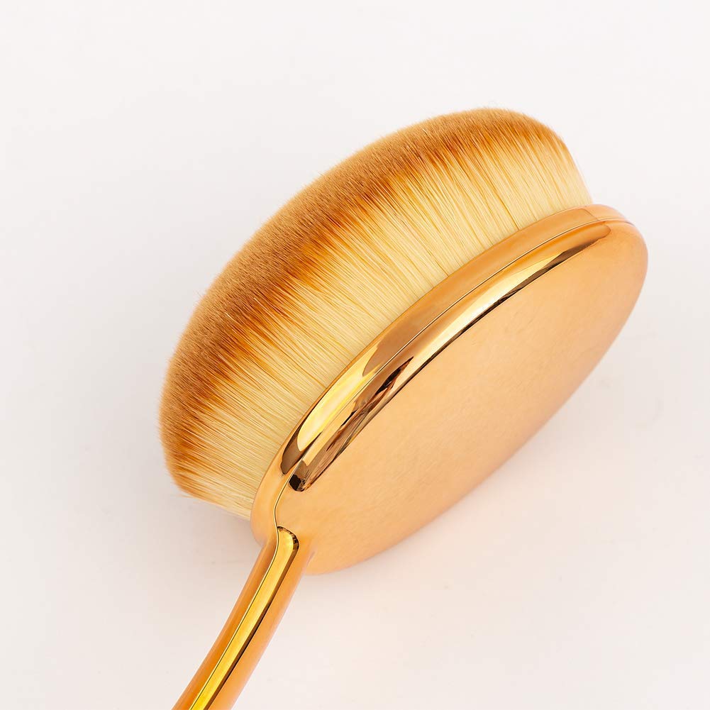 Large Rose Gold Foundation Contour Round Toothbrush Oval Makeup Brushes 4Pcs