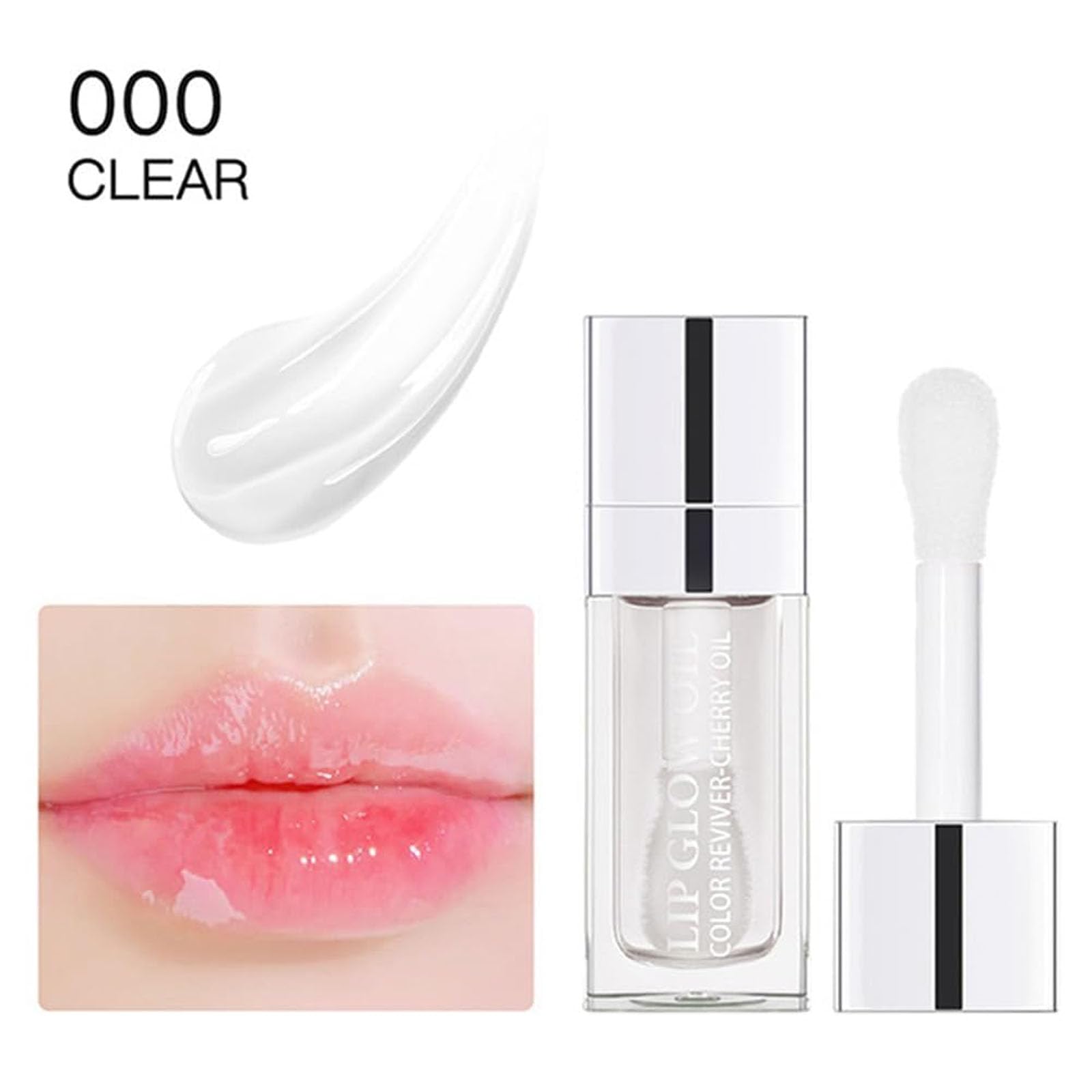 Hydrating Lip Glow Oil, Lip Oil Gloss Transparent Toot Tinted Nourishing Long Lasting Repairing Lightening Lip Lines (Clear) 0.2