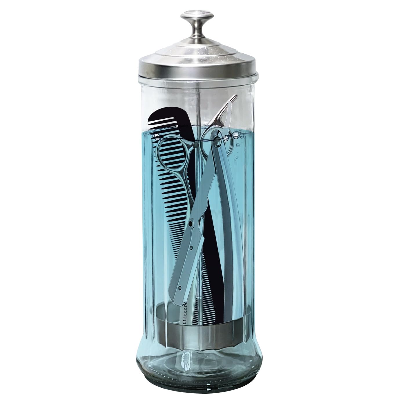 AMERICAN HAWKS 35 Oz Barber Disinfectant Jar Desinfectante Jar Sterlizer Jar Barber Jar Glass Manicure Containers Sanitizer Salo