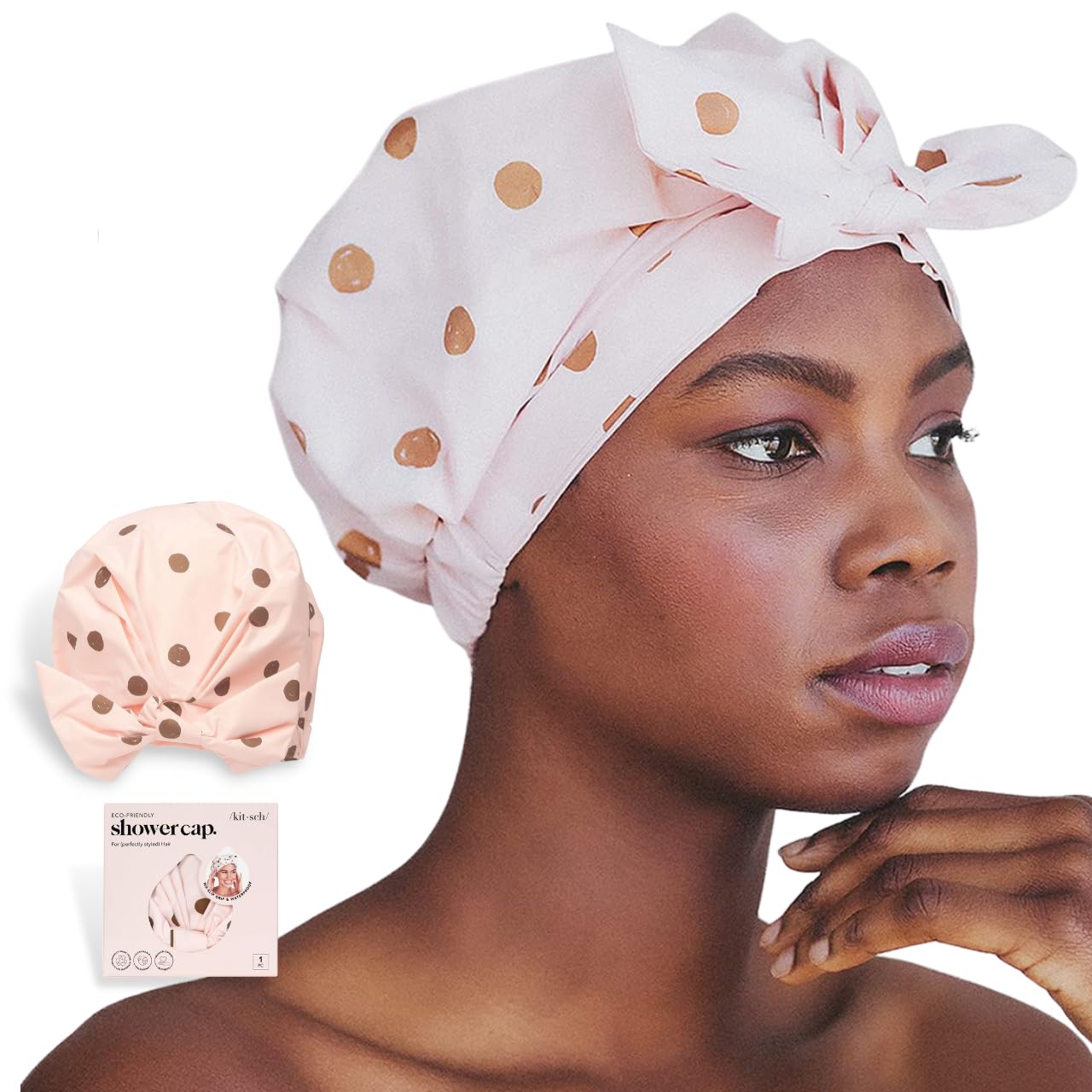 Kitsch Luxury Shower Cap For Women Waterproof - Reusable Shower Cap  Hair Cap For Shower  Holiday Gift  Waterproof Hair Shower C
