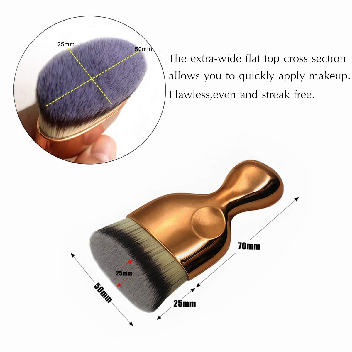 Angled Flat Foundation Brush High Density Face Body Kabuki Makeup Brush For Liquid Foundation Powder Cream Contour Buffing Stipp