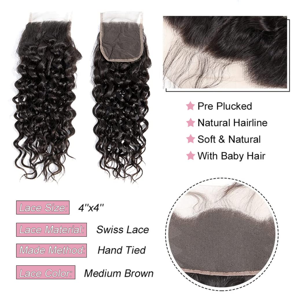 Human Hair Bundles With Closure (12 14 16+10