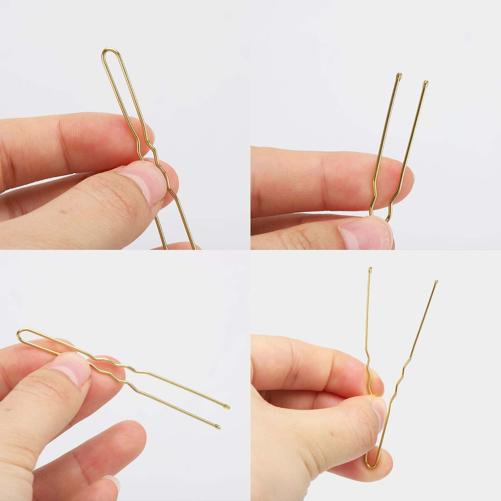 Tbestmax 300 Hair Bun Bobby Pins U Shaped Pin With Box Hair Grips To Clip Ballet Hair Net For Women 7 Cm/2.8 Inch Gold