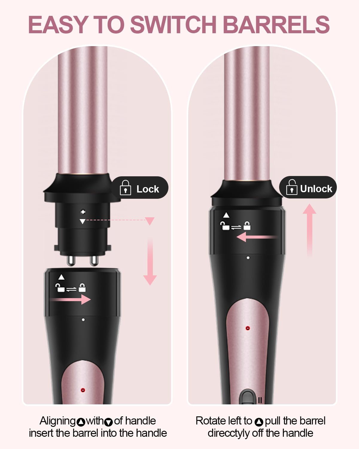 6 In 1 Curling Iron, Curling Wand Set With Thermal Brush (1.5Inch) & 1Inch Bubble Curling Wand And 3 Interchangeable Ceramic Bar