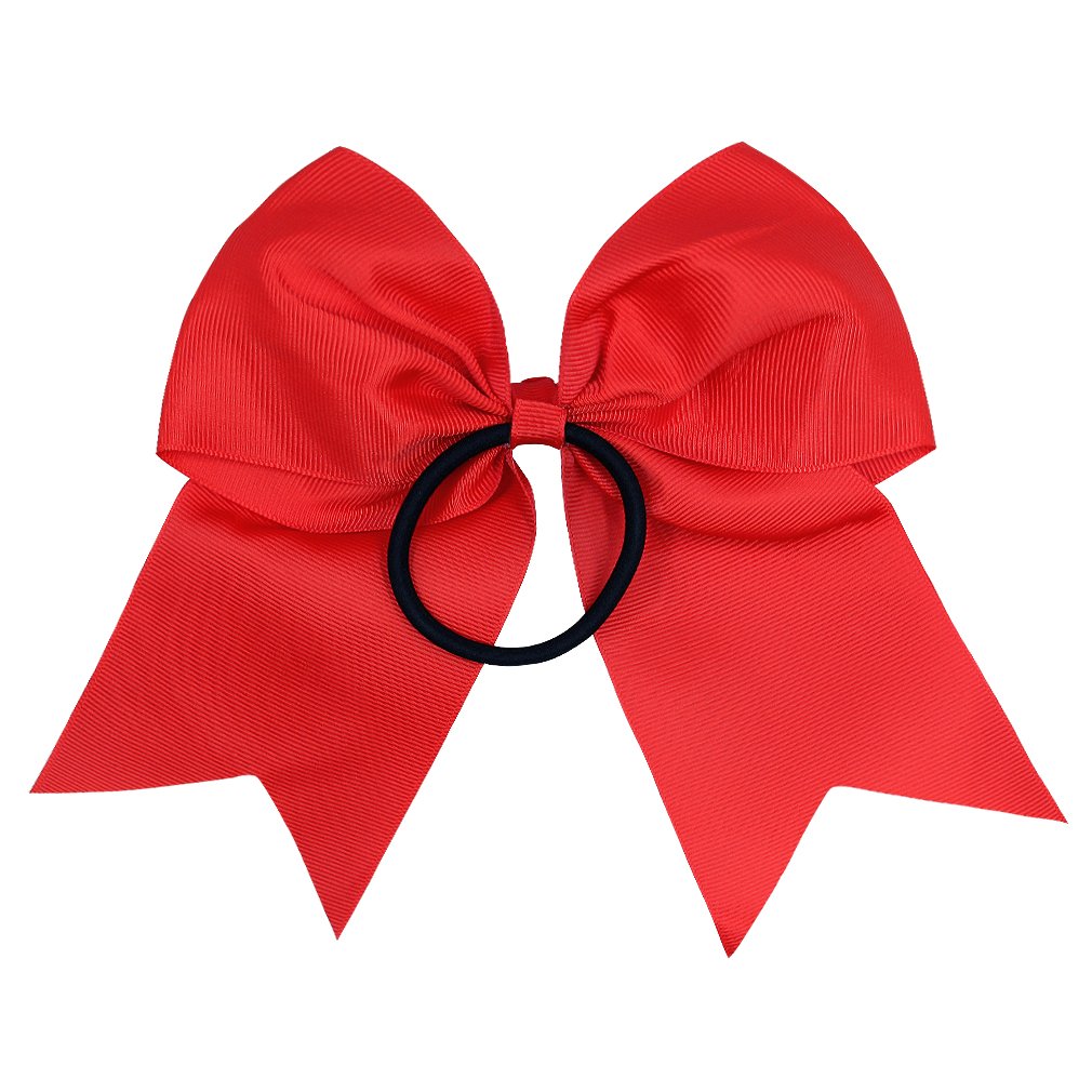 Deeka 12Pcs 8'' Large Cheer Hair Bows Ponytail Holder Handmade For Teen Girls Softball Cheerleader Sports-Red
