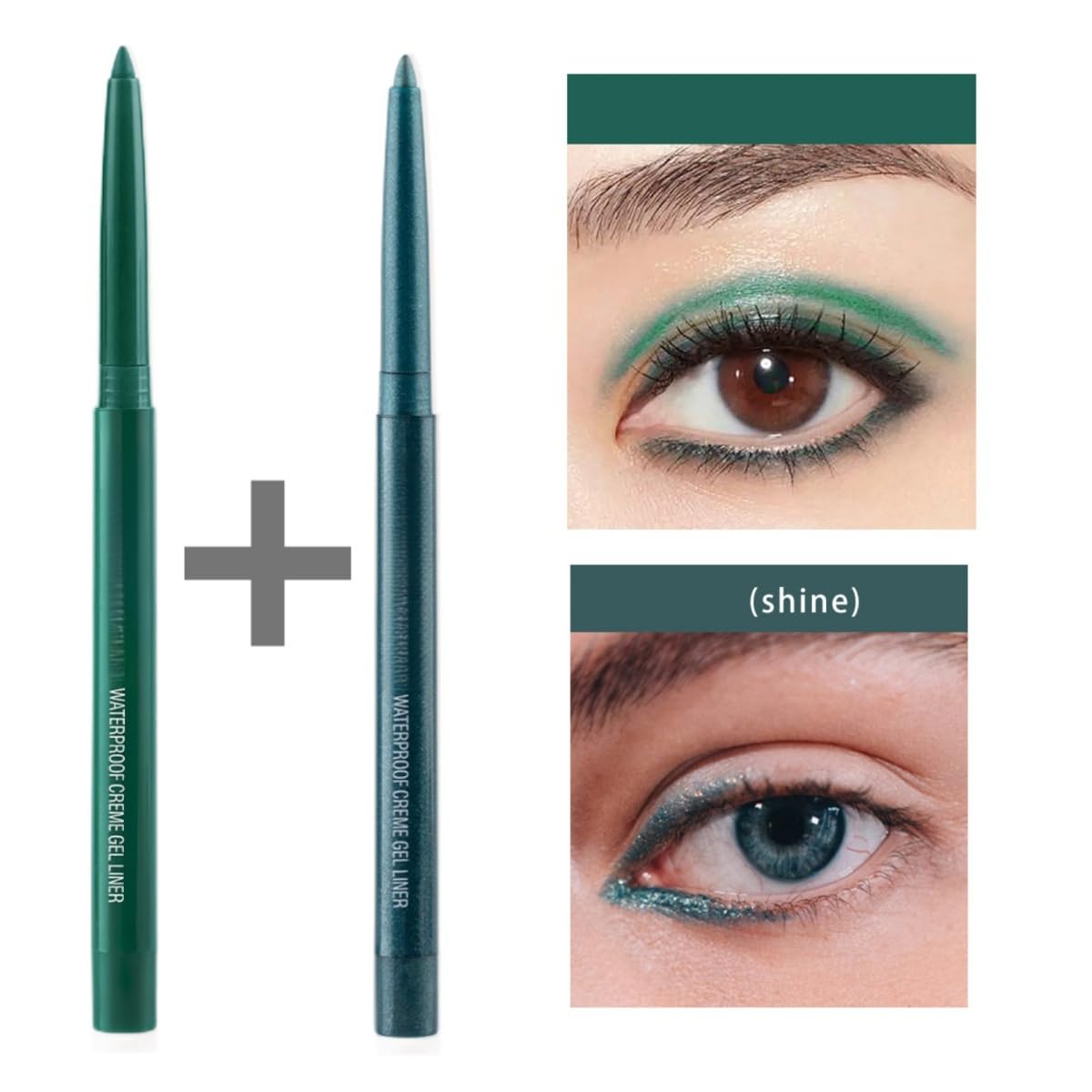 Onarisae Eyeliner Pencil Retractable Eyeliner Creamy Pigmented Smudge Proof Eye Liner Pen Green & Shimmer Green