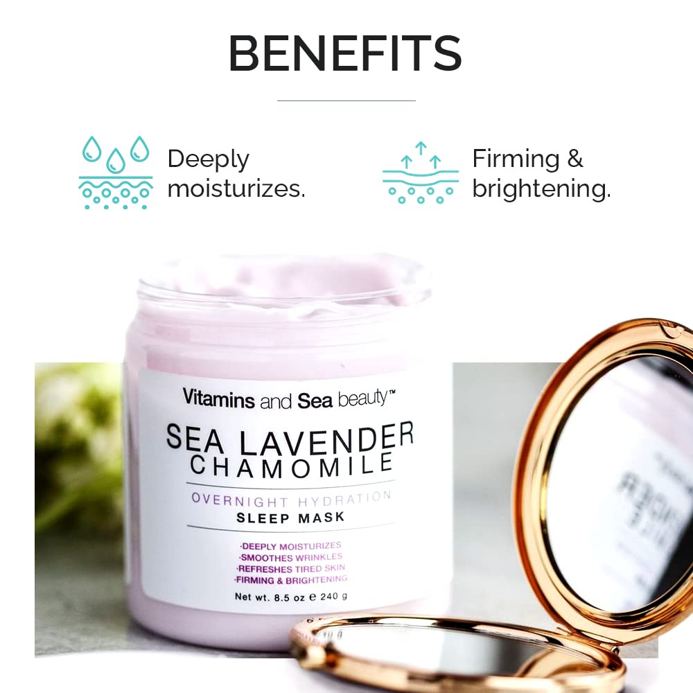 Vitamins And Sea Beauty, Hydrating Moisturizing Night Face Mask, Relaxing Overnight Facial With Sea Lavender And Chamomile, Skin