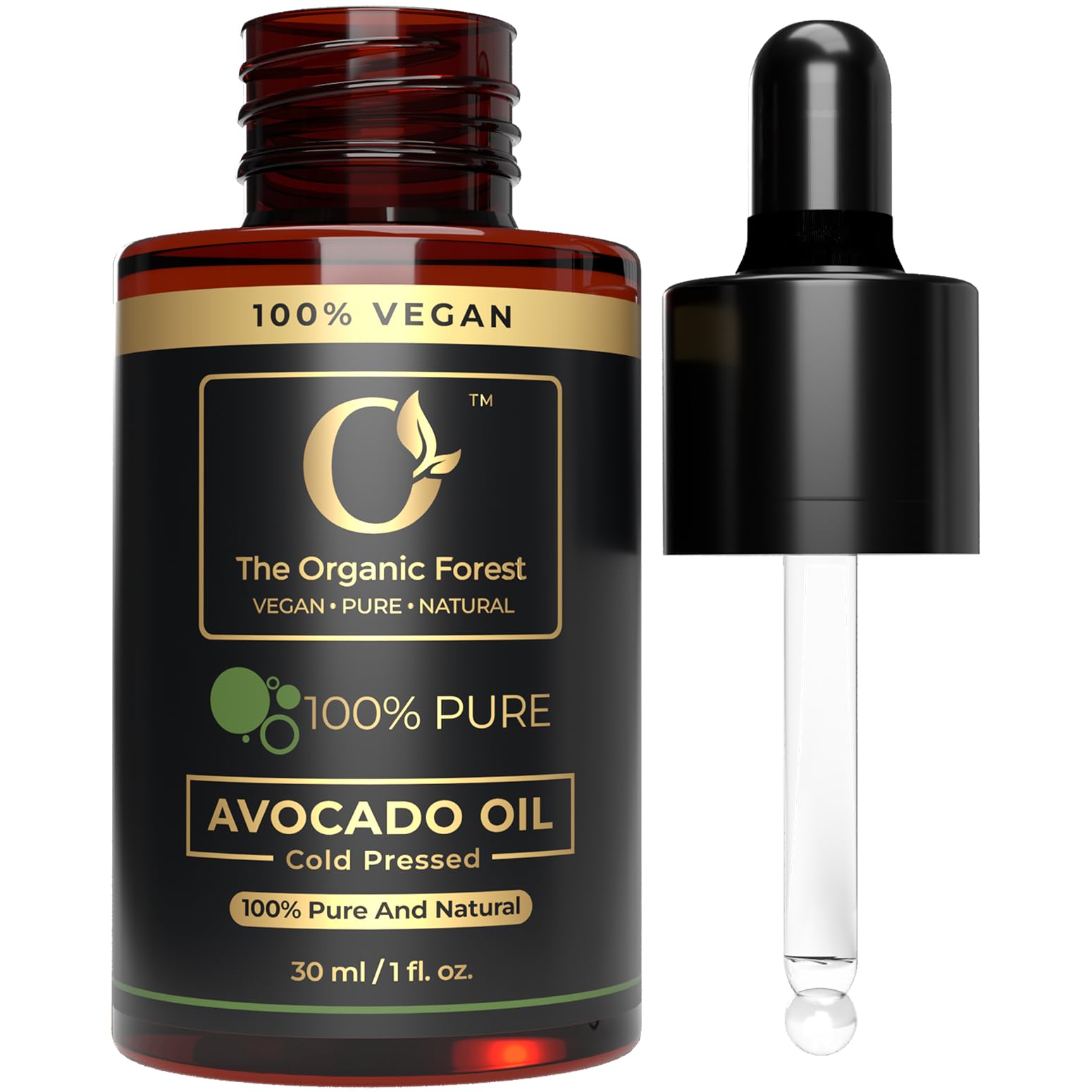 The Organic Forest 100% Pure & Natural Avocado Oil for Face Hair Skin and Nails, Collagen Boost, Anti Aging, 1 Fl Oz