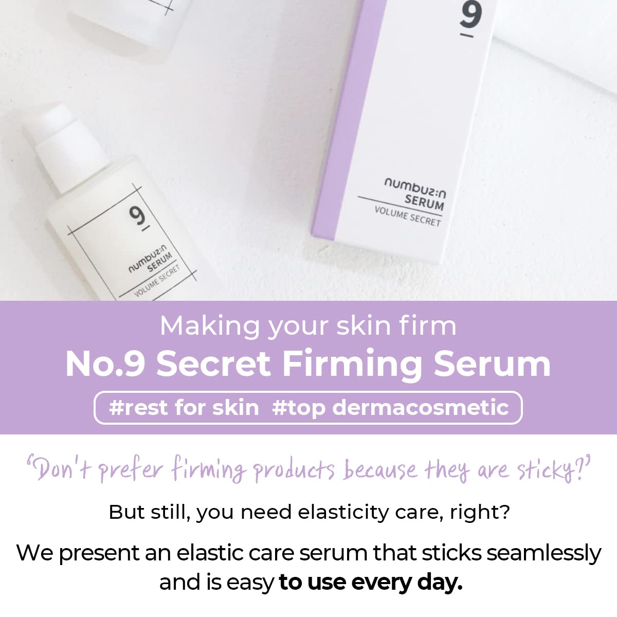 Numbuzin No.9 Secret Firming Serum | Peptide, Wrinkle Care, Aging Skin, Niacinamide, Hyaluronic Acid | Korean Skin Care For Face