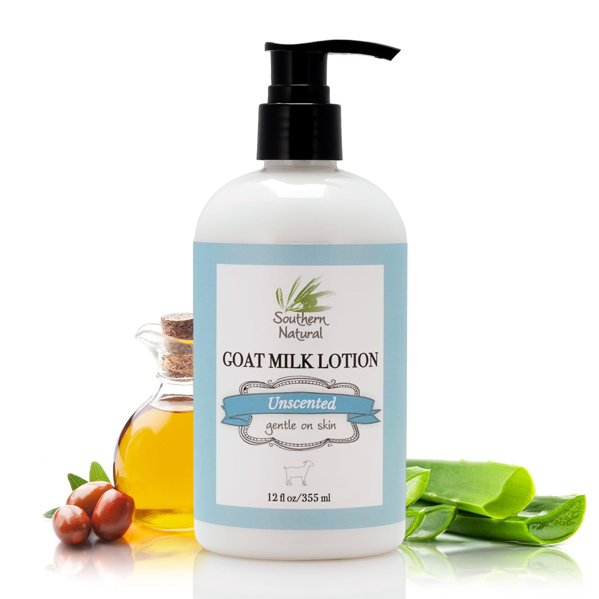 Southern Natural Goat Milk Lotion - Nourishing Face, Body & Hand Moisturizer for Dry & Sensitive Skin - Hydrating Cream, Gentle 
