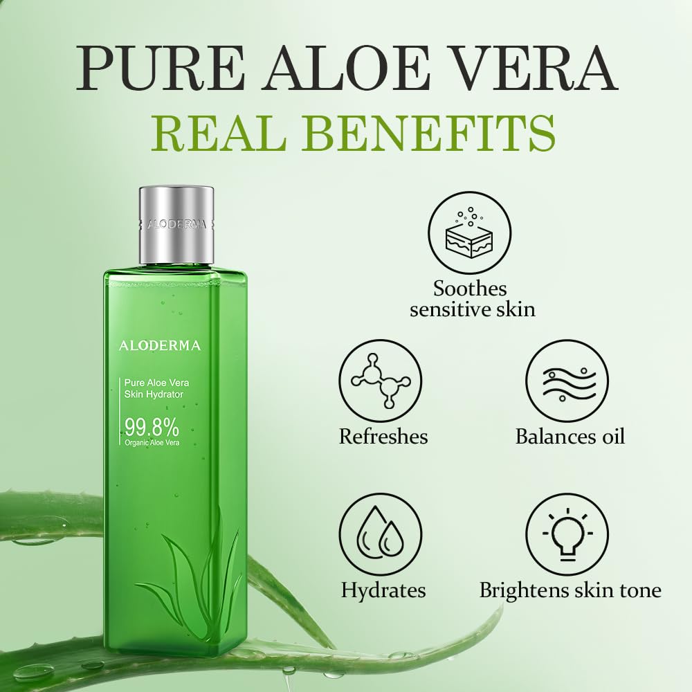 Aloderma 99.8% Organic Aloe Vera Face Hydrator Made Within 12 Hours Of Harvest - Moisturizing & Hydrating Facial Toner For Oily