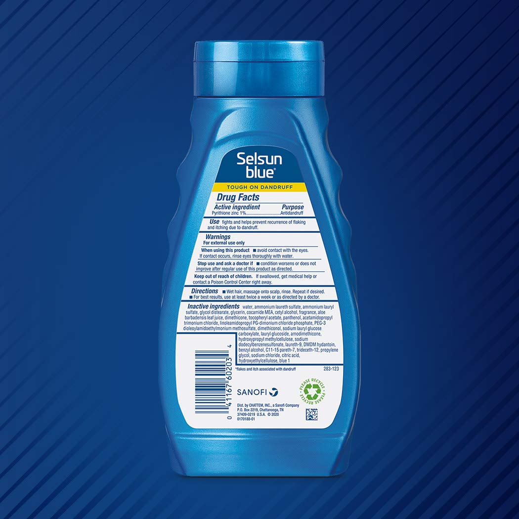 Selsun Blue Itchy Dry Scalp Anti-Dandruff Shampoo, 11 Fl. Oz., Extra-Hydrating Formula, Pyrithione Zinc 1%