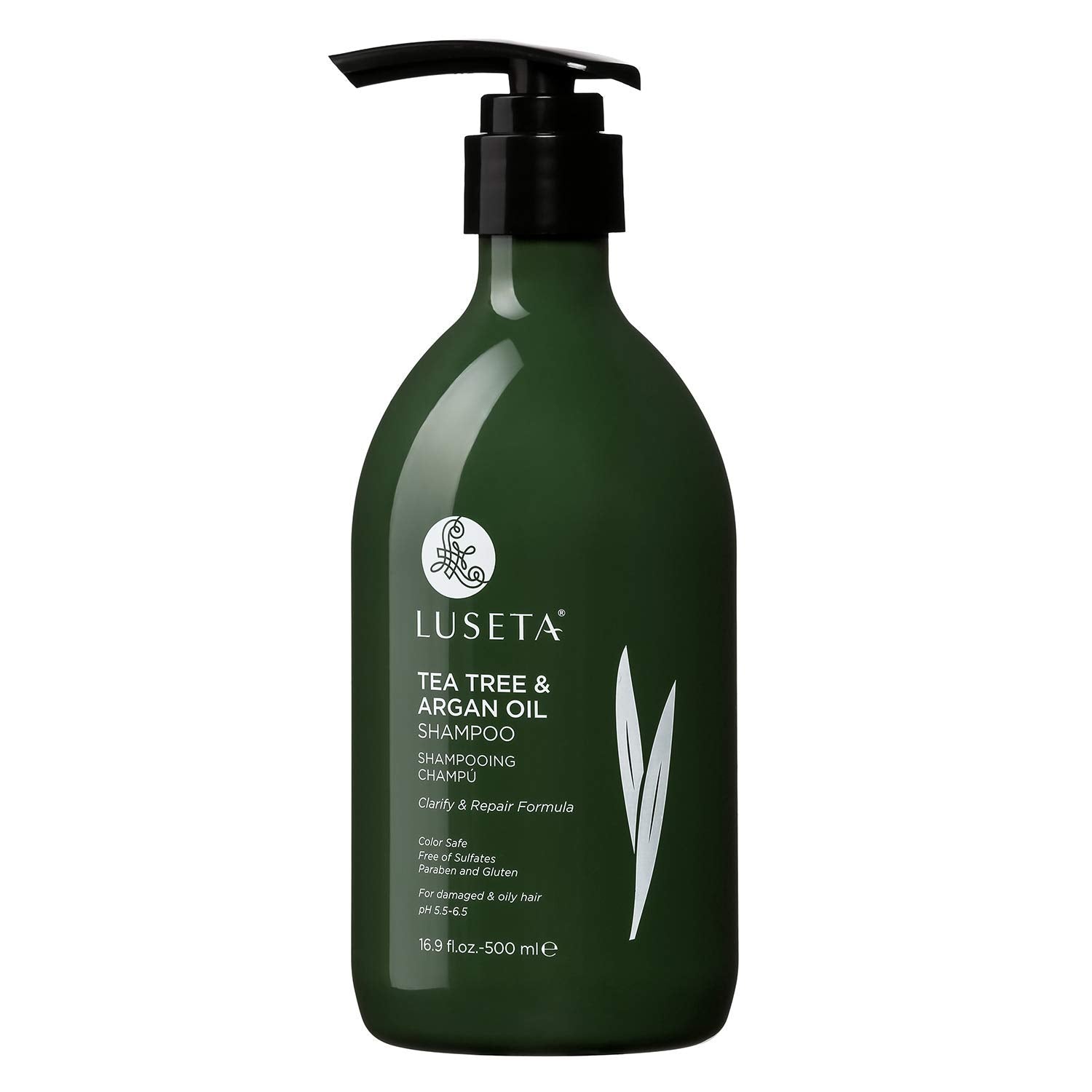 Luseta Tea Tree Shampoo with Argan Oil 16.9 Fl oz- Clarifying,Hydrating and Fighting Dandruff and Itchy Scalp - For Damaged and 