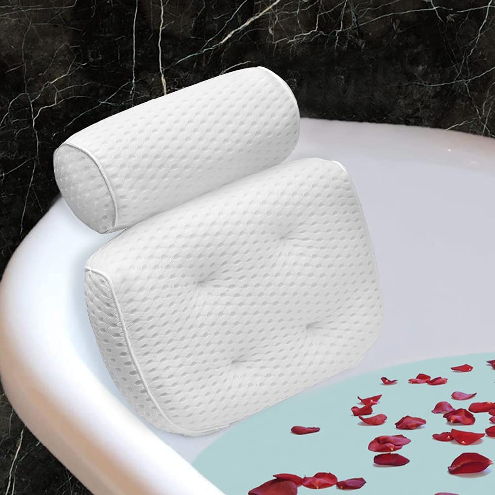 Bath Pillow For Bathtub Support Neck,Head And Back With Non-Slip Suction Cups And Comfortabl 4D Airenmesh Bathtub Pillow For Wom