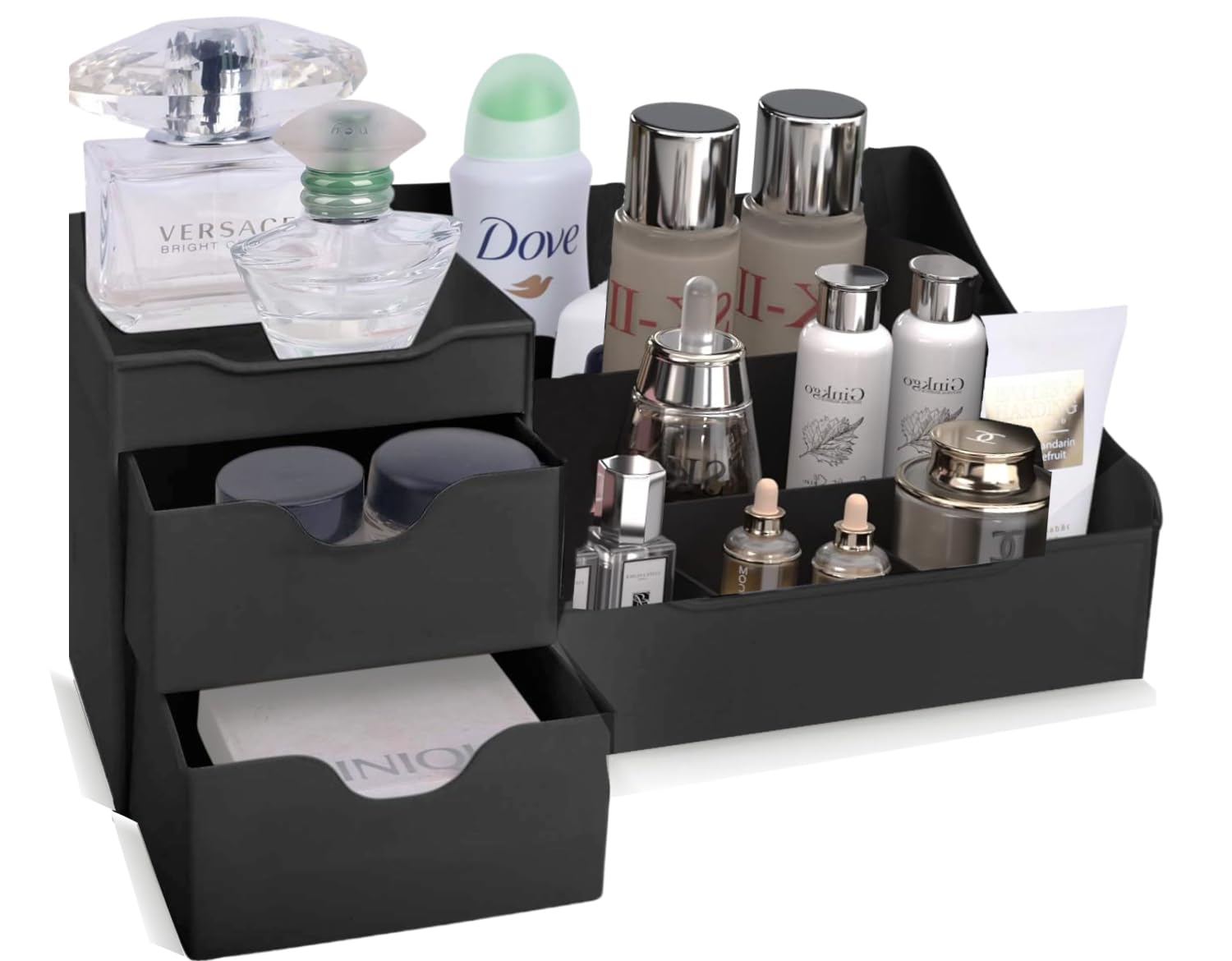Mantello Bathroom Organizer Countertop- Make Up Organizers And Storage-, Makeup Organizer For Vanity- Black