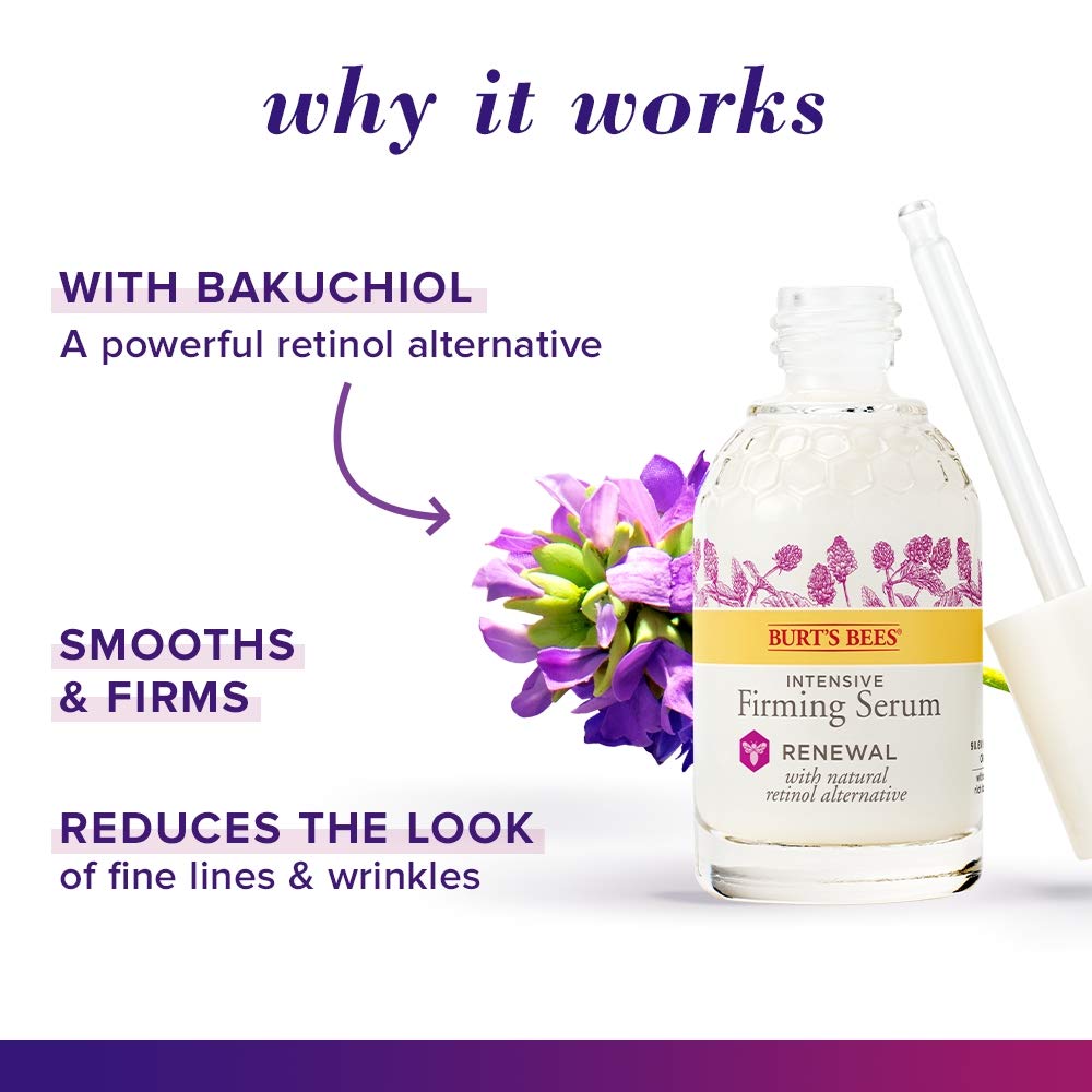 Burts Bees Renewal Intensive Firming Serum With Bakuchiol Natural Retinol Alternative     1 Ounce (Packaging May Vary)