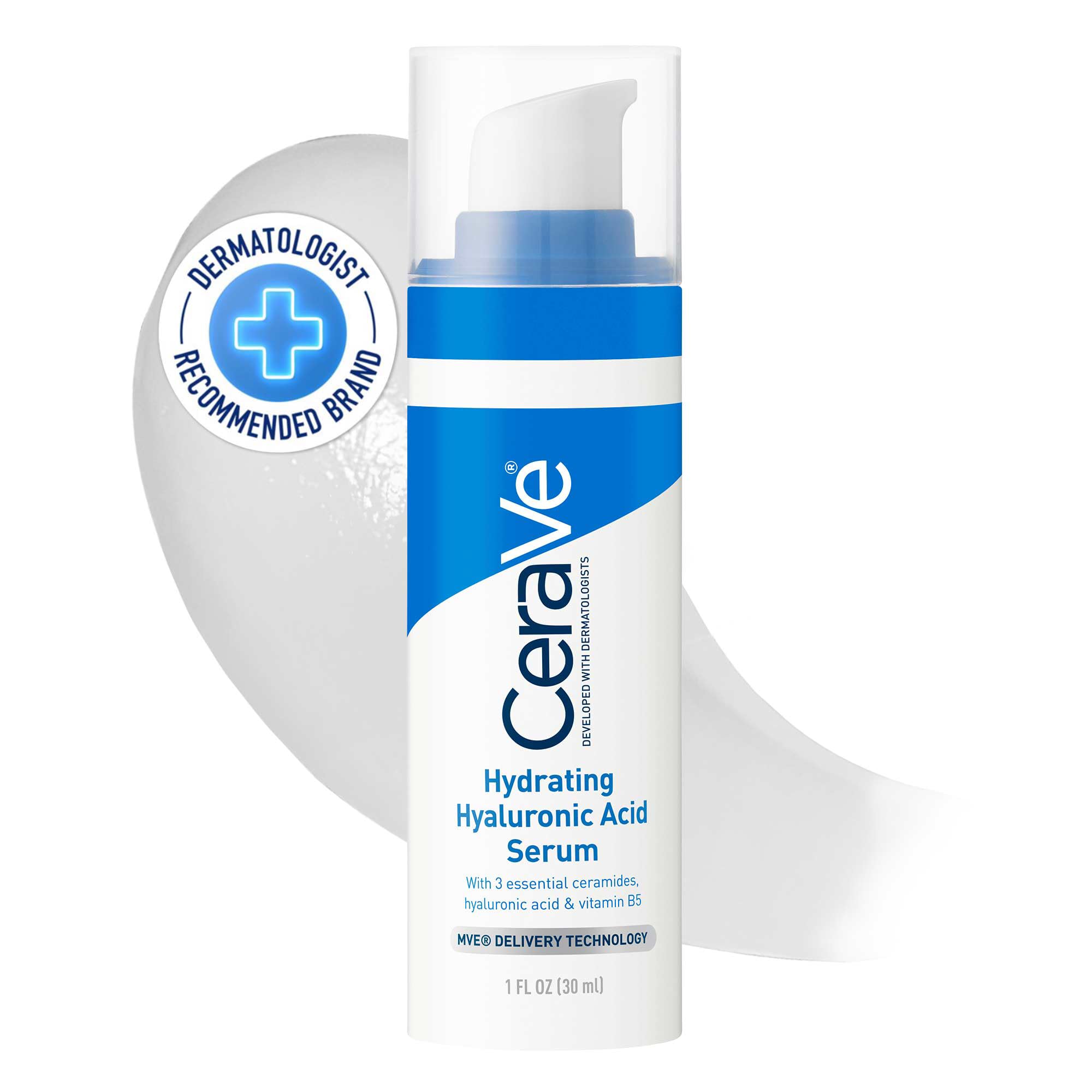 Cerave Hyaluronic Acid Serum for Face with Vitamin B5 and Ceramides | Hydrating Face Serum for Dry Skin | Fragrance Free | 1 Oun