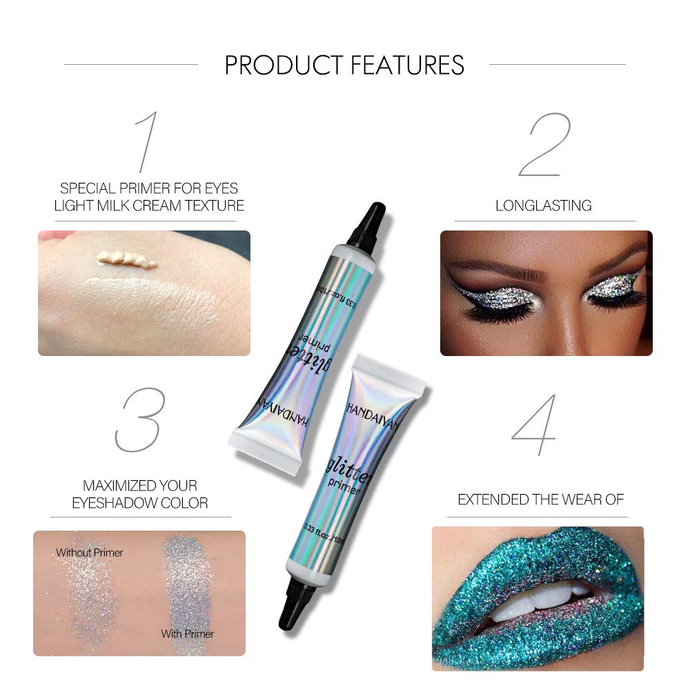 Maepeor Cosmetic Glitter Glue Long Lasting Makeup Glitter Primer Gel Waterproof & Smudgeproof Primer Base Glue For Body Eyes Fac