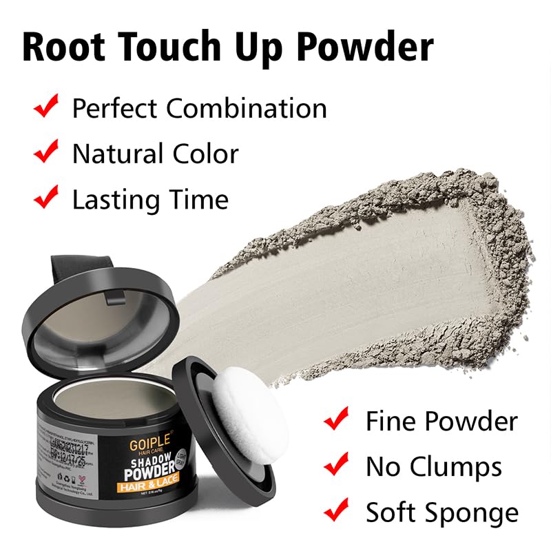 Lockmio Root Cover Up Powder For Women - Light Gray Hairline Powder For Bald Spots, Eyebrows, Beard Line, Light-Blonde Hair Fibe