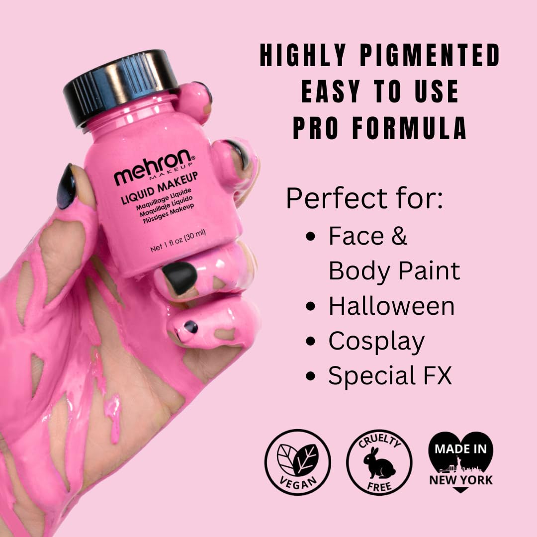 Mehron Makeup Liquid Face & Body Paint (1 Ounce) (Pink)