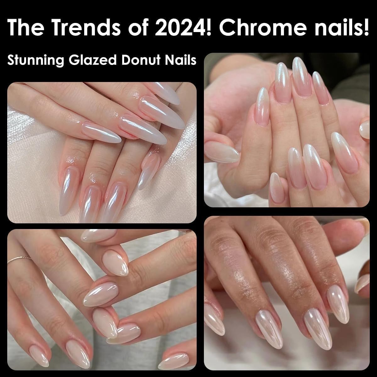 Bishengyf Pearl Chrome Nail Powder:?Super Transparent?White Pearl Chrome Nail Powder Ice Shimmer Jewelry Transparent Aurora Glaz