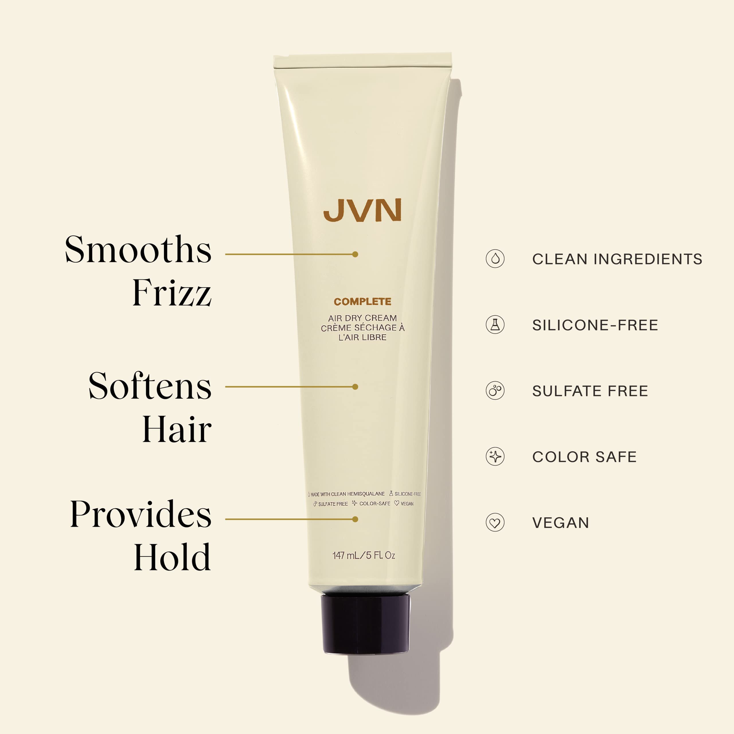 Jvn No Heat Air Dry Cream, Hair Styling Cream - 5 Fluid Ounces, Smoothens And Defines Hair, Sulfate-Free, Curl Enhancing, Moistu