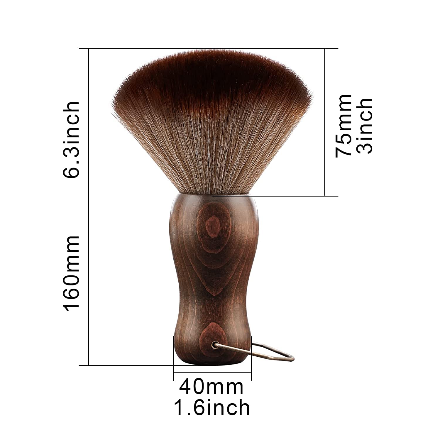 CGBARBER Barber Neck Duster Brush with Wood Handle & Hook - Neck & Gold Brush for Hair Cutting, Grooming & Styling