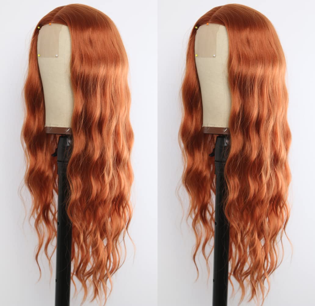 Evlynn Ginger Orange Color Lace Front Wigs Loose Wave Wigs For Fashion Women Heat Resistant Natural Wave Auburn Wigs Long Wavy S