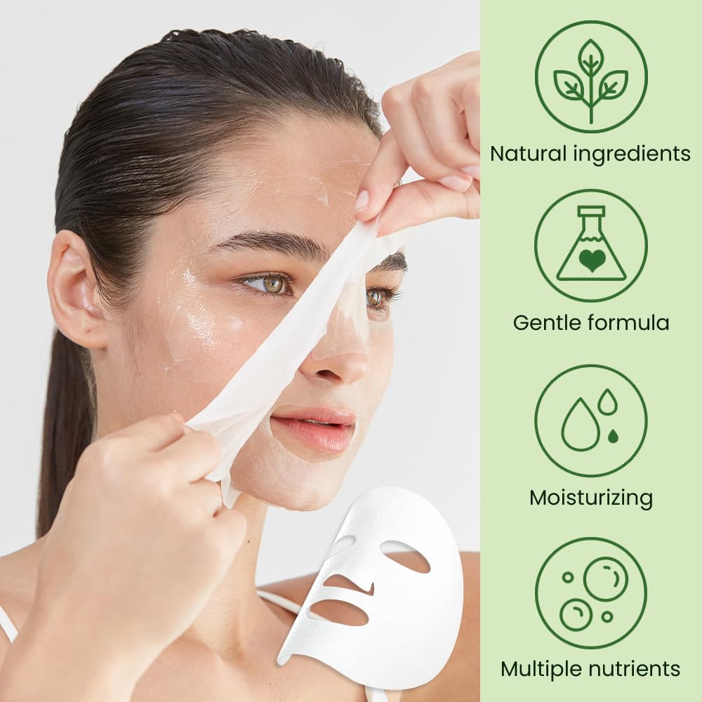 Kaely 10 Pack Tea Tree Sheet Masks,Hydrating Smoothing Face Masks For Women Men,Facial Mask Skin Care Korean,Moisturize,Brighten
