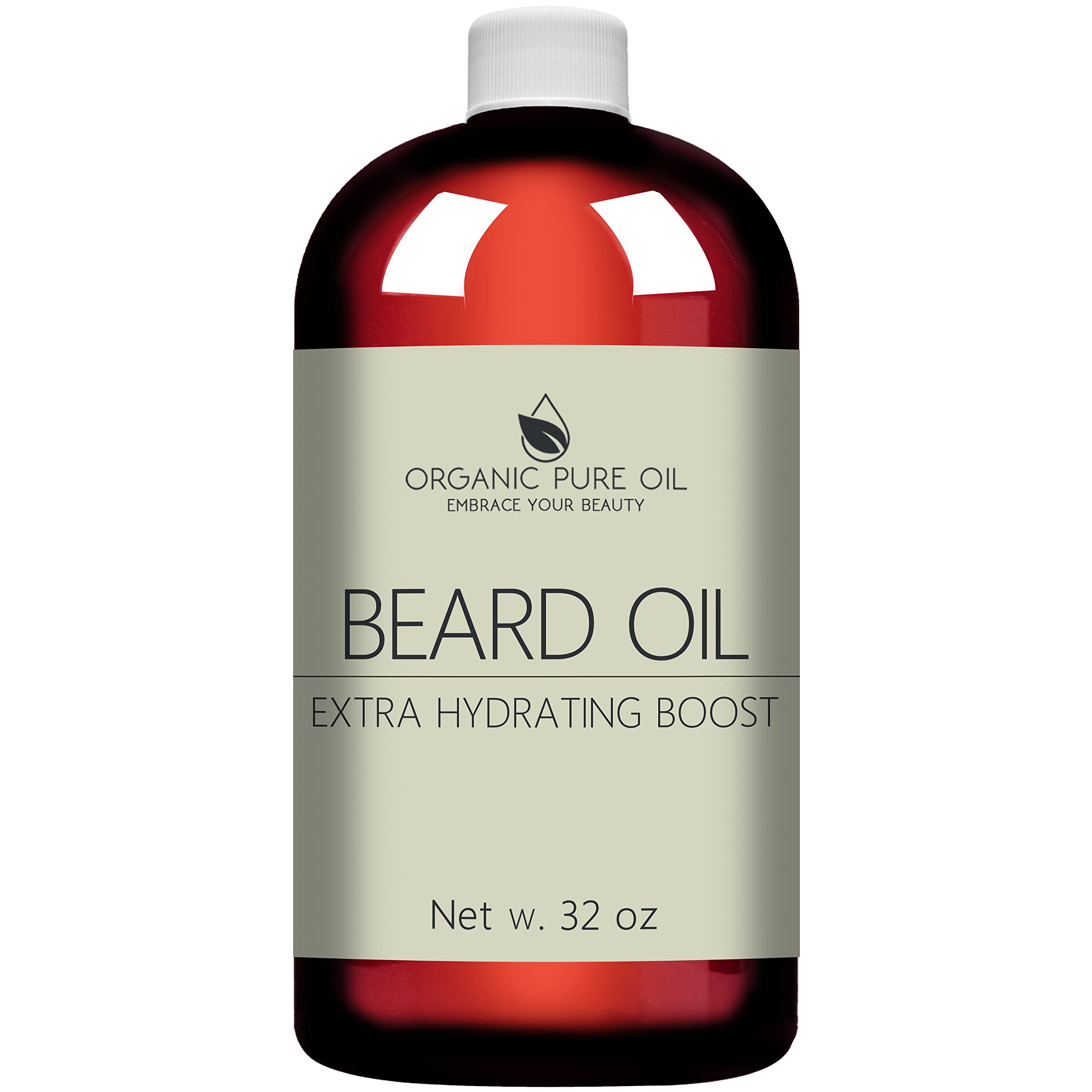 Unscented Beard Oil - 100% Natural, Organically Sourced, Non-GMO, Facial Hair Hydrating & Conditioning Oil Blend - 32 oz - Bulk 
