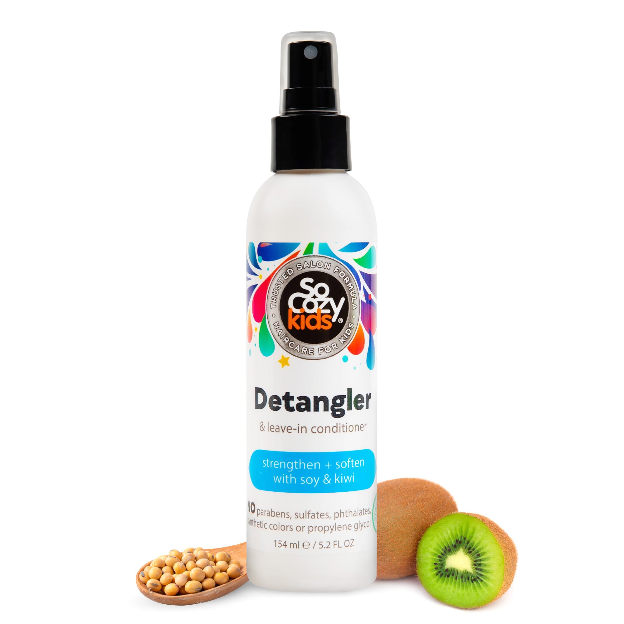 SoCozy Detangler Leave-In Conditioner Spray For Kids Hair Strengthens and Softens, No Parabens, Sulfates, Synthetic Colors or Dy