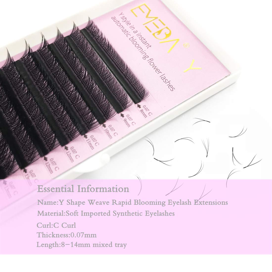 Y Lash Extensions D Curl .05Mm 9Mm Mix Tray Premade Volume 2D Fans Eyelash Extension .05 Mix Yy Type Wispies Soft Eye Lashes Sup