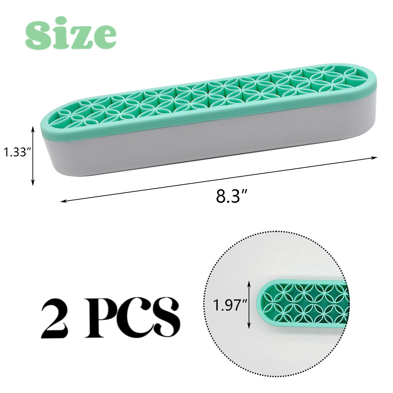 Tang Song 2 Pcs Silicone Make Up Brush Holder Cosmetic Storage Box Desktop Organizers (Green)